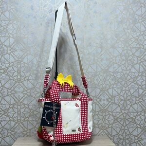 Madden Girl Red Gingham & Cream Crossbody Bag with Yellow Bow Charm